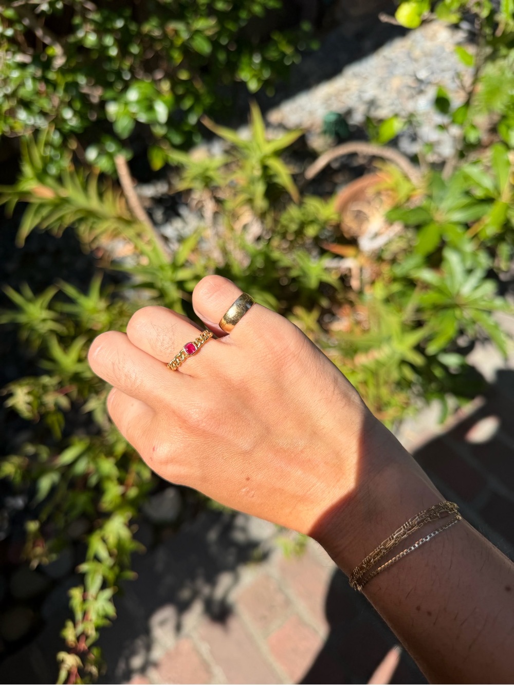 The Piece London ruby chain ring